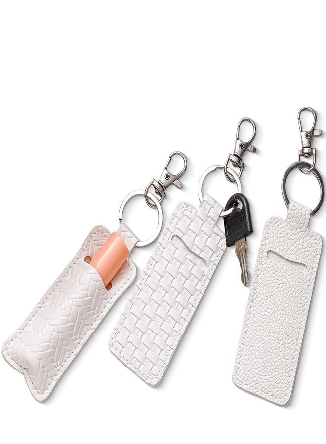 Cosblank 3 Pcs Lipstick Holder Keychain PU Leather Lip Balm Holder Potable Lipstick Keychain Case Organizer for Women Christmas Travel Holiday Gift - Image 1